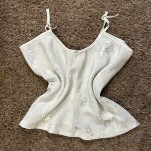 White Sleeveless Bustier Camisole with Tie Front